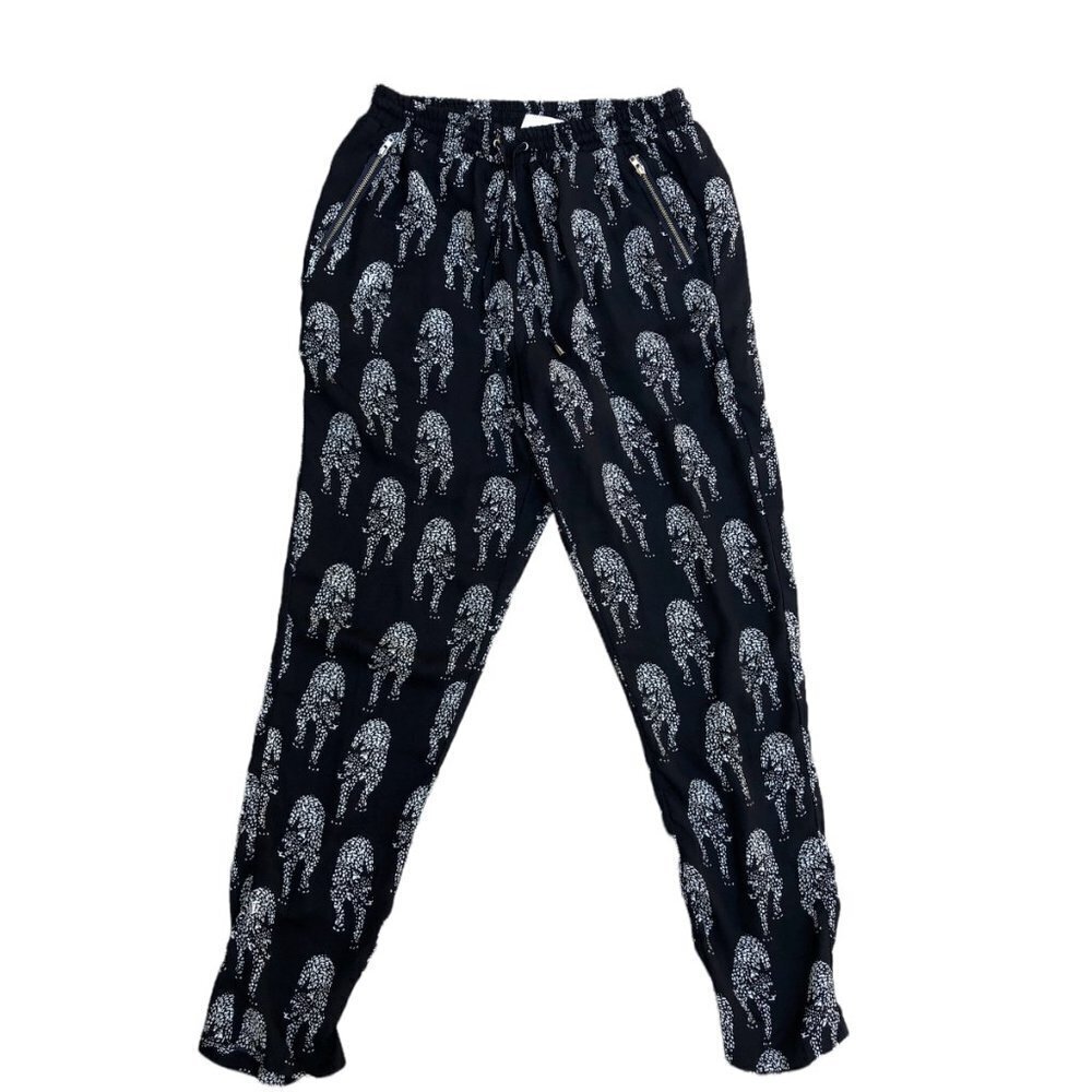 BP Collection Jaguar Cat Elastic Waist Joggers Pants Women's SMALL Black Summer 